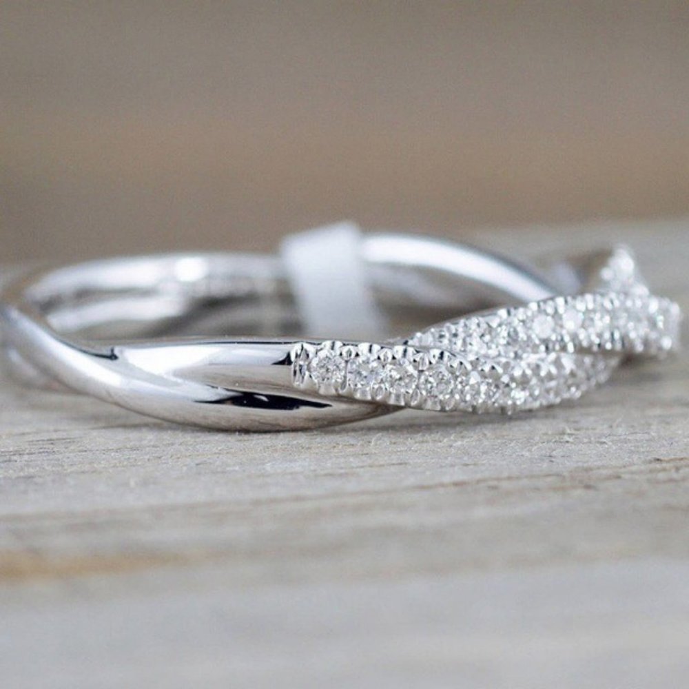 NEW 925 Silver Diamond Twisted Eternity Ring - Picture 2 of 4